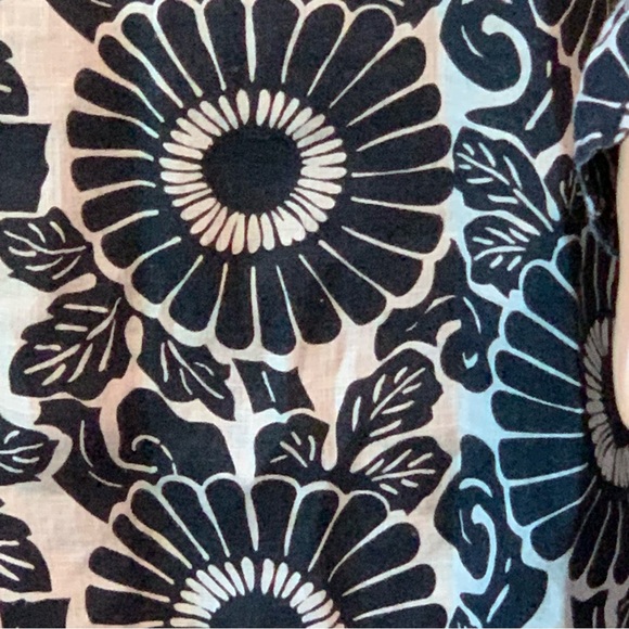 Flax Blue Floral Linen Tunic Top Blouse L Lagenlook Beach Resort Coastal - Picture 3 of 16